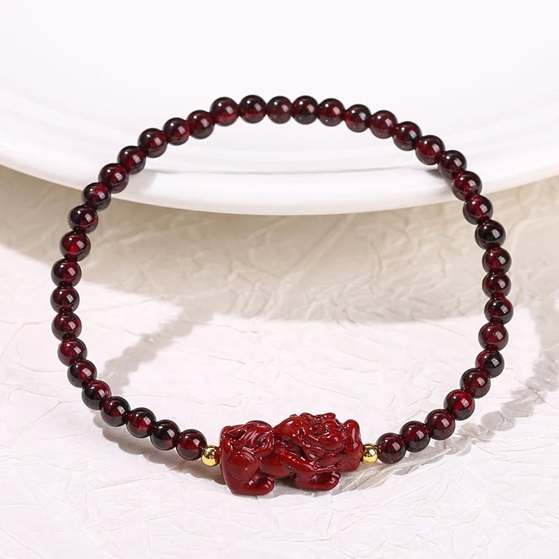 Prosperity Piyao Bracelet in Garnet – Enhance Wealth & Luck - Moon Dance Charms