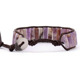 Raw Amethyst Stone Leather Cuff Bracelet - Moon Dance Charms