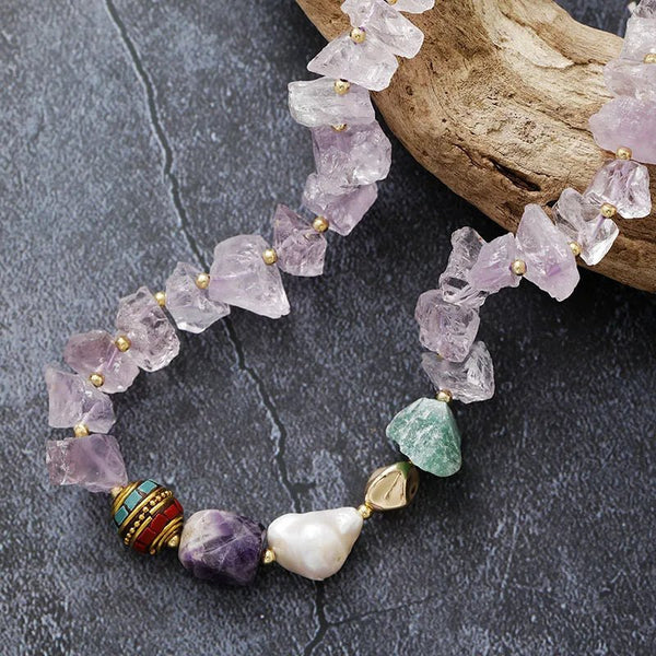 Raw Amethysts Crystal Choker - Moon Dance Charms