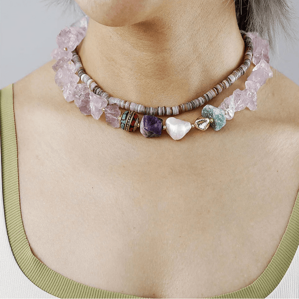 Raw Amethysts Crystal Choker - Moon Dance Charms