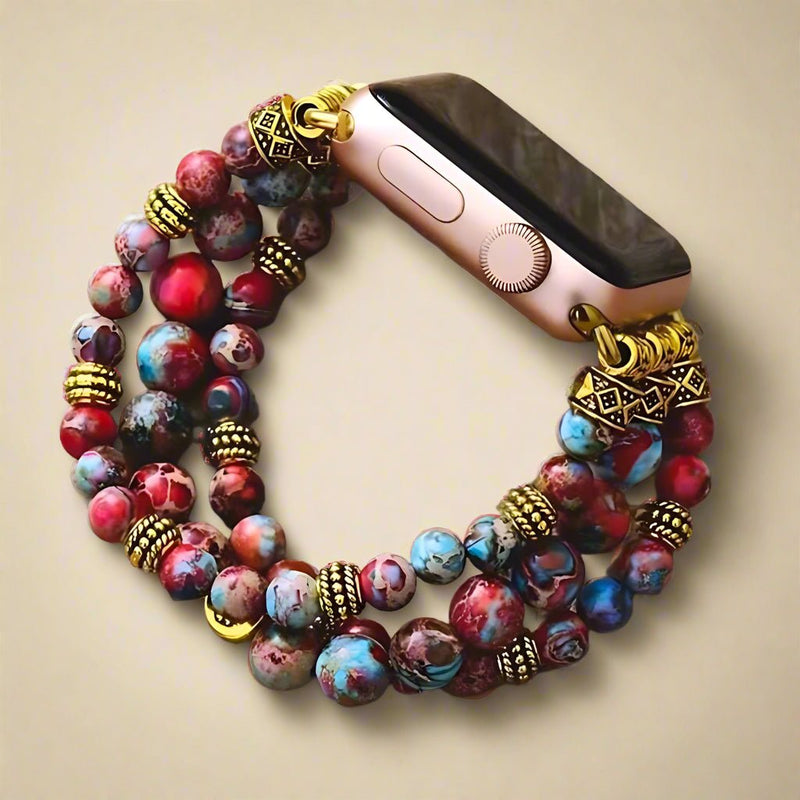 Red Jasper Beaded Apple Watch Band Bracelet - Moon Dance Charms