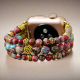 Red Jasper Beaded Apple Watch Band Bracelet