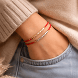 Red String Bracelet with Buddhist Lucky Mantra - Moon Dance Charms