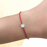 Red String Wristband With Silver Lucky flower - Moon Dance Charms