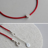 Red String Wristband With Silver Lucky flower - Moon Dance Charms