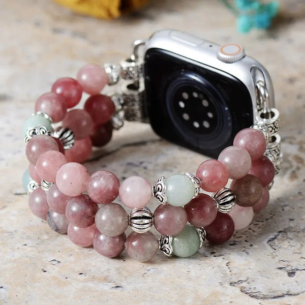 Rhodonite Beaded Band For Apple Watch