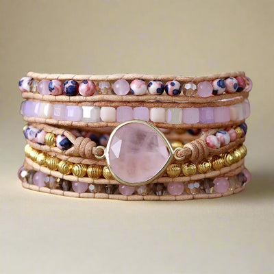 Rose Quartz Bohemian Wrap Bracelet