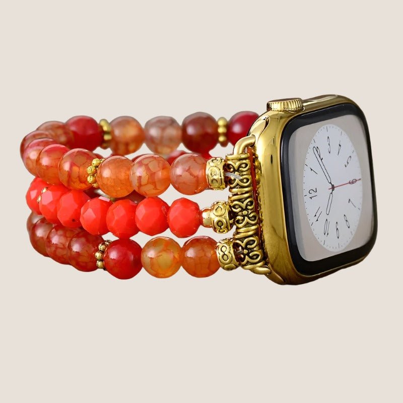 Scarlet Agate Beaded Apple Watch Band - Moon Dance Charms