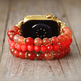 Scarlet Agate Beaded Apple Watch Band - Moon Dance Charms