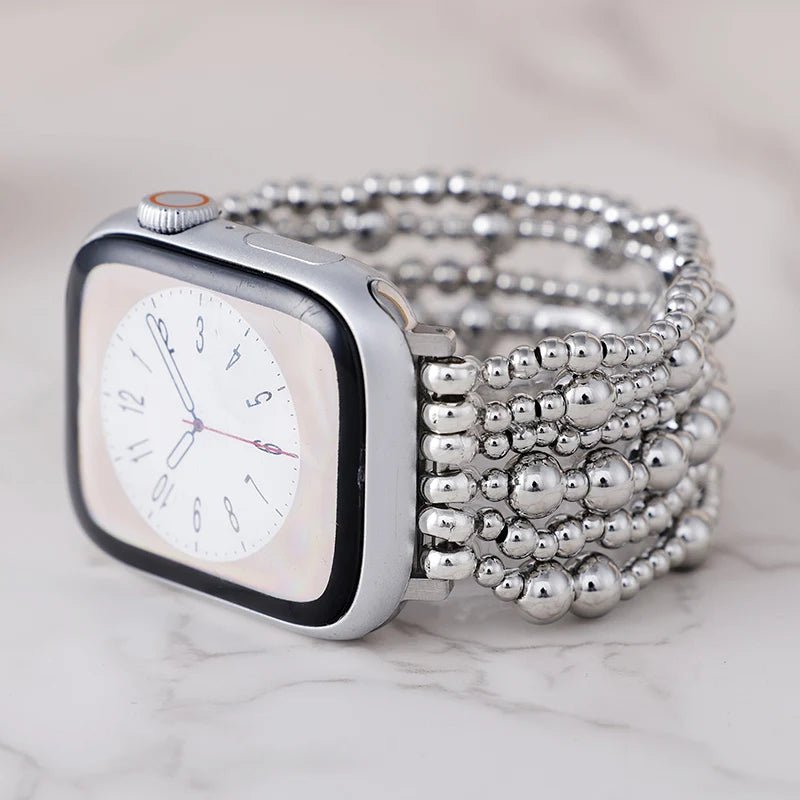 Zilveren Apple Watch Bandje Vrouw, rekbaar – Moon Dance Charms