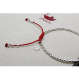 Smaller Bead Happy Red Thread Bracelet in Silver - Moon Dance Charms