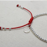 Smaller Bead Happy Red Thread Bracelet in Silver - Moon Dance Charms