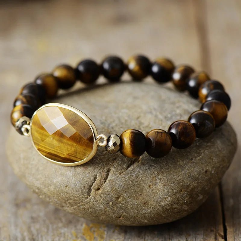 Solar Tiger's Eye Stone Bracelet Stretchable - Moon Dance Charms