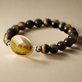 Solar Tiger's Eye Stone Bracelet Stretchable - Moon Dance Charms