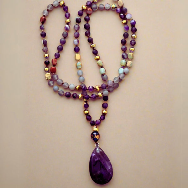 Spiritual Jasper and Amethyst Necklace - Moon Dance Charms