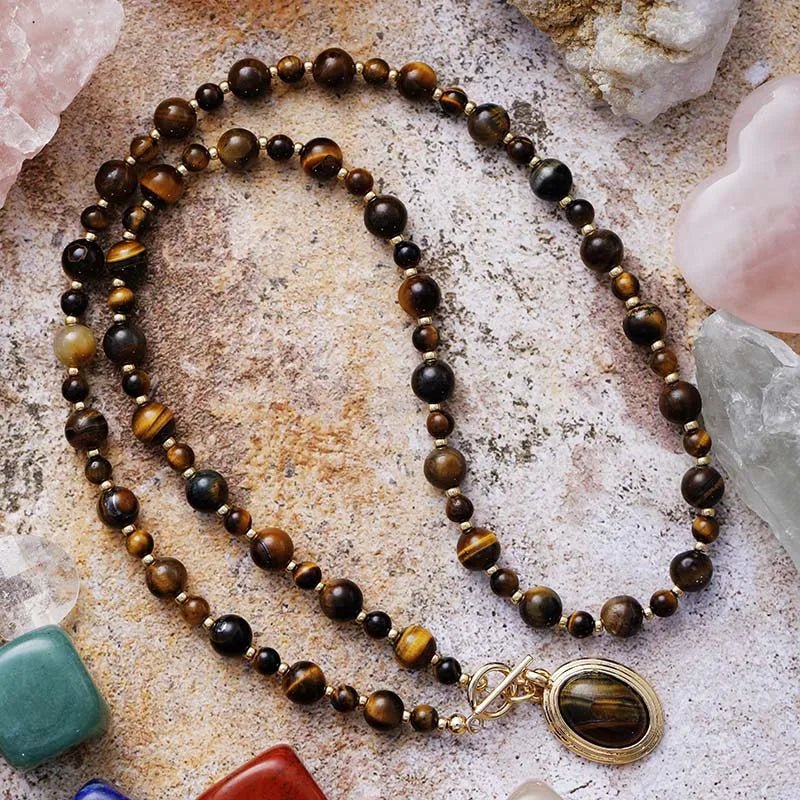 Tiger Eye Gemstone Necklace - Moon Dance Charms