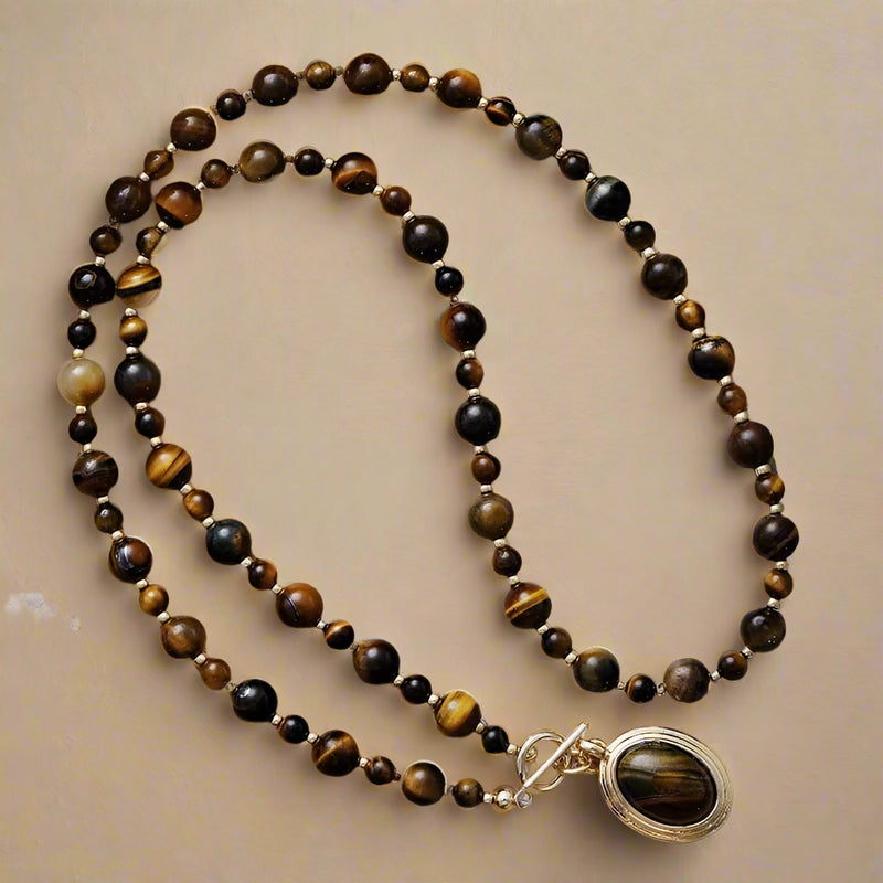 Tiger Eye Gemstone Necklace - Moon Dance Charms