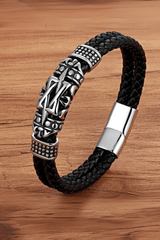 Totem Mens Leather Bracelet - Black - Moon Dance Charms