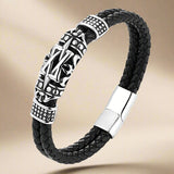 Black Mens Leather Bracelet - Moon Dance Charms