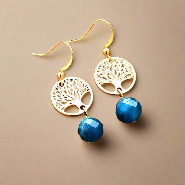 tree of life apatite stone earrings