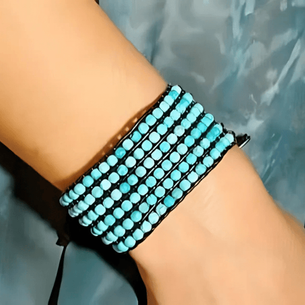 Turquoise Beaded Cuff Bracelet - Moon Dance Charms