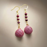 Waterdrop Rhodonite Crystal Dangle Drop Earrings - Moon Dance Charms