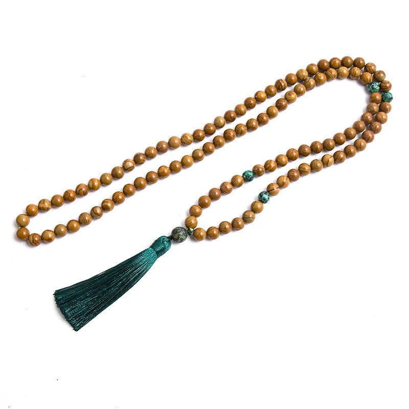 Wooden Mala Beads Necklace + free Bracelet - Moon Dance Charms