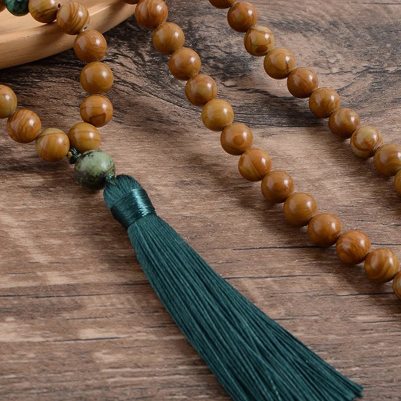 Wooden Mala Beads Necklace + free Bracelet - Moon Dance Charms