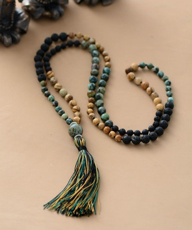 Tibetan beads lava stone jasper