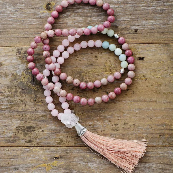 108 Mala beads LOVE Yoga Necklace - Moon Dance Charms