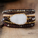 5 Stack Leather beaded Wrap Bracelet - Moon Dance Charms