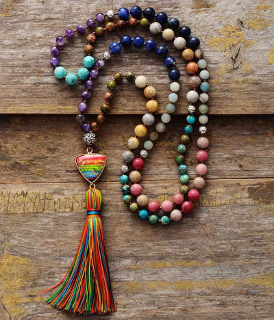7-Chakra-Mala-Halskette „Ich bin ausgerichtet“.