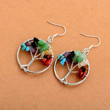 7 Chakra Wire Wrapped Tree of Life Earrings - Moon Dance Charms
