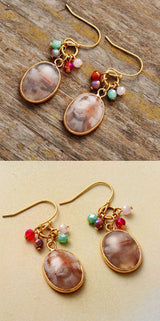 Agate Stone Earrings Sherry Blossoms - Moon Dance Charms