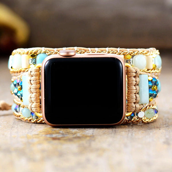 Amazonite Beaded Apple Watch Wrap Band - Moon Dance Charms