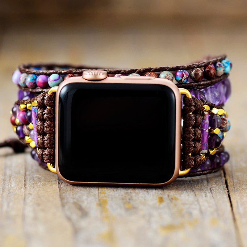 Amethyst Handmade Boho Beaded Bracelet for Apple Watch - Moon Dance Charms