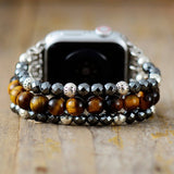Apple Watch Beaded Bands with Tiger Eye - Moon Dance Charms