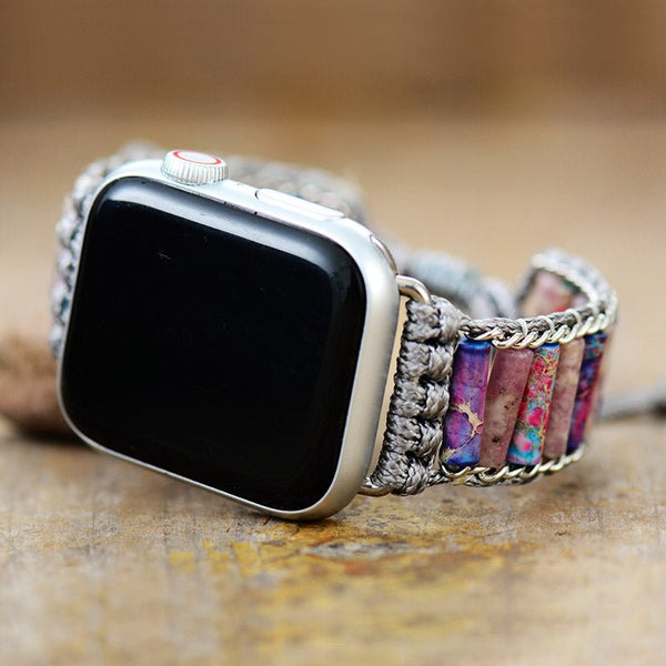 Beaded Apple Watch Strap Jasper Natural Stone - Moon Dance Charms