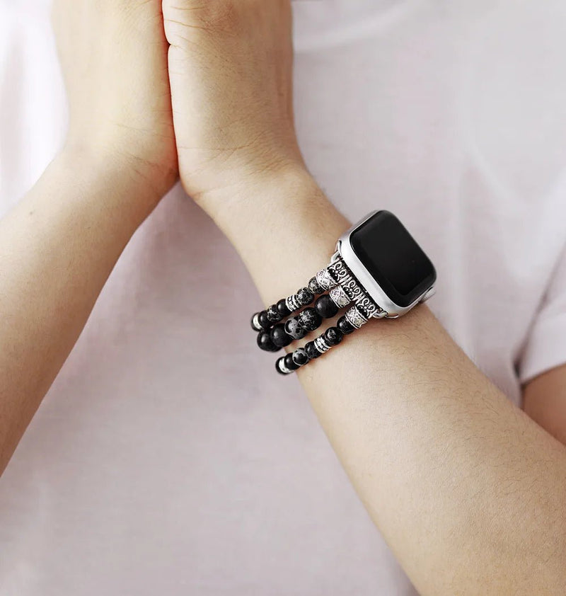 Black Emperor Beaded Apple Watch Strap - Moon Dance Charms