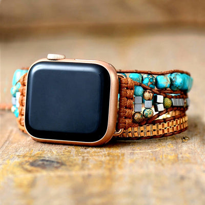 Envoltório de pulseira turquesa Boho Apple Watch