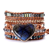 Boho Wrap Bracelet Beaded Labradorite - Moon Dance Charms