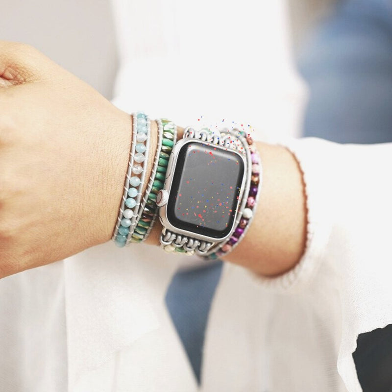 Dreamy Beaded Apple Watch Band Wrap - Moon Dance Charms