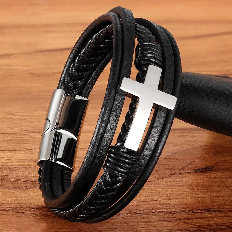 Faith &  Leather Bracelet For Men