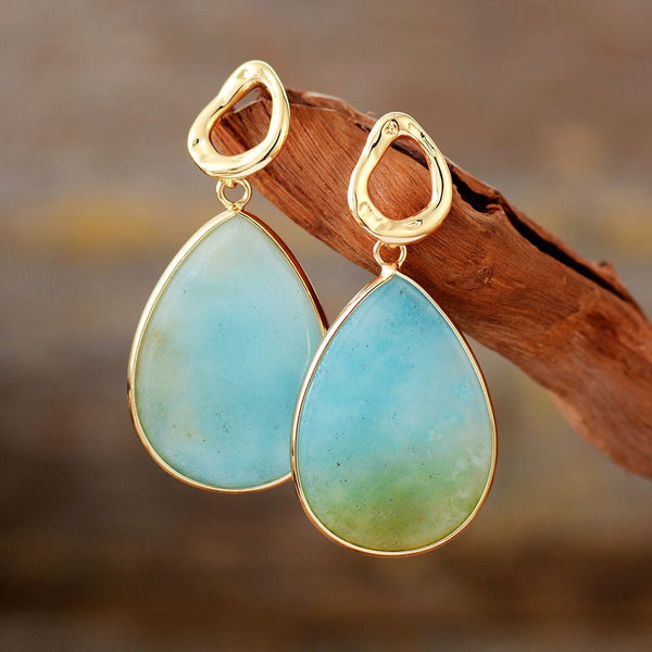 Mirage - Sea turquoise Blue Stone Drop Earrings for Women | Long Peaty  earrings | jewellery for women simple silver earrings : Amazon.in: Fashion