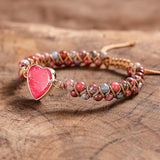 jasper heart charm natural stone bracelet