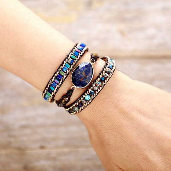 Intuition Leather Wrap Bracelet with Sodalite - Moon Dance Charms