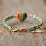 Rainbow Chakra Heart Charm Bracelet
