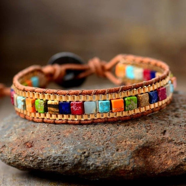 YGLINE 7 Chakra Bracelet - Real Stones & Leather Wrap Healing Jewelry For Women & Men - View #11
