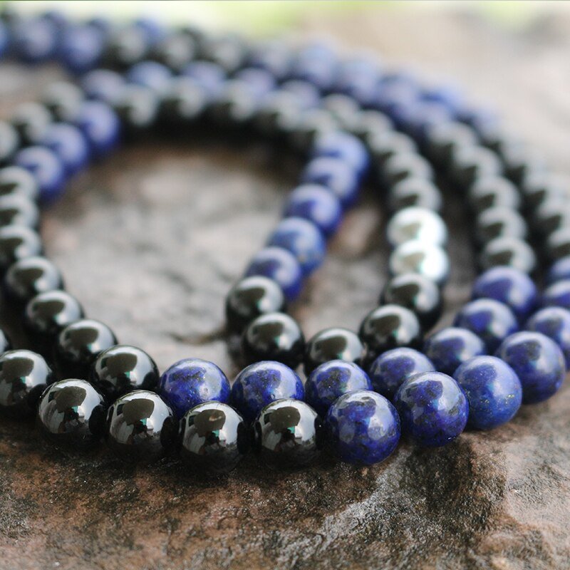 Lapis & Black Onyx 108 Mala Beads - Moon Dance Charms
