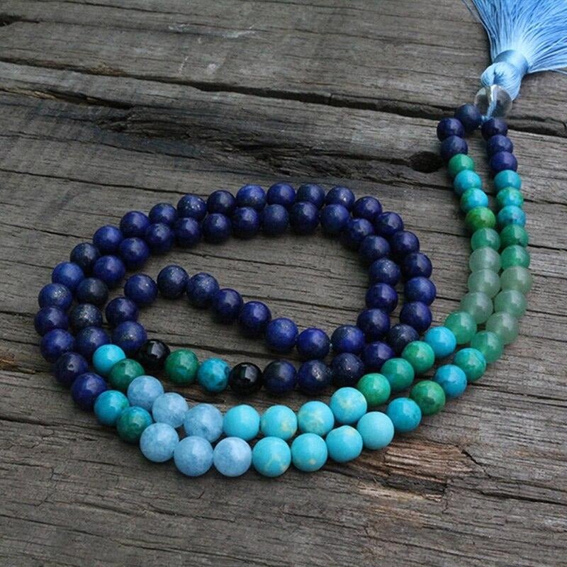 Lapis Lazuli And Aventurine Mala 108 Beads - Moon Dance Charms